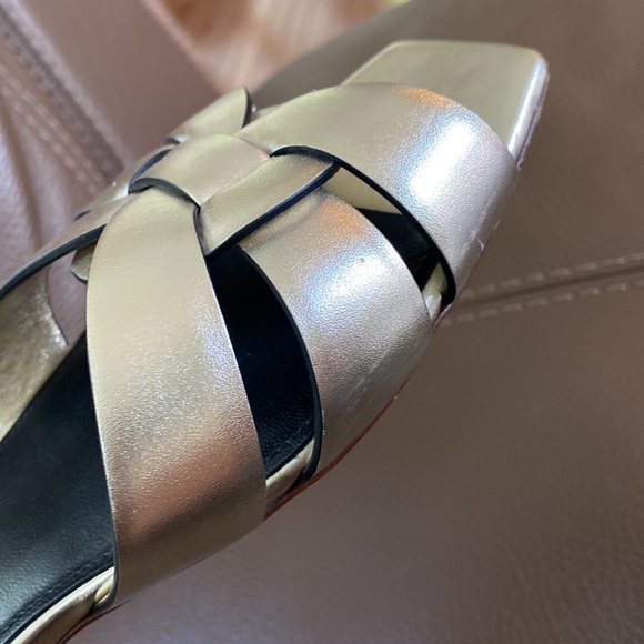 YSL tribute leather slides in Gold, size 39 - Picture 4 of 15